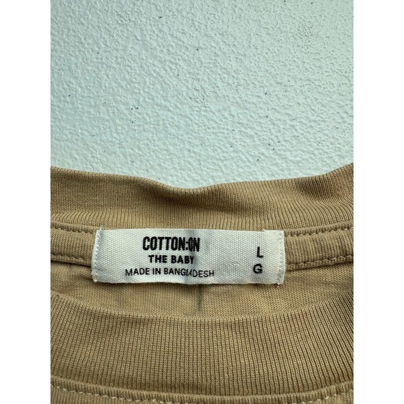 Cotton On The Baby Womens Crop Top Short Sleeve Beige Casual T-Shirt L - Picture 3 of 4